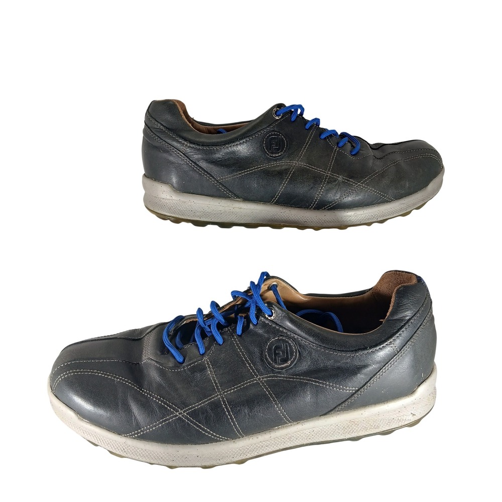 FootJoy Contour Series 9.5 M Grey Blue Leather Spikeless Golf Shoes 57254